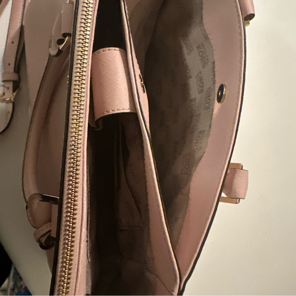Michael Kors Kellen Saffiano  Leather Medium Satchel Blossom Pink - Picture 5 of 13